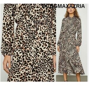 BCBGMaxAzria LEOPARD PRINT MIDI SHIRT DRESS SZ LARGE